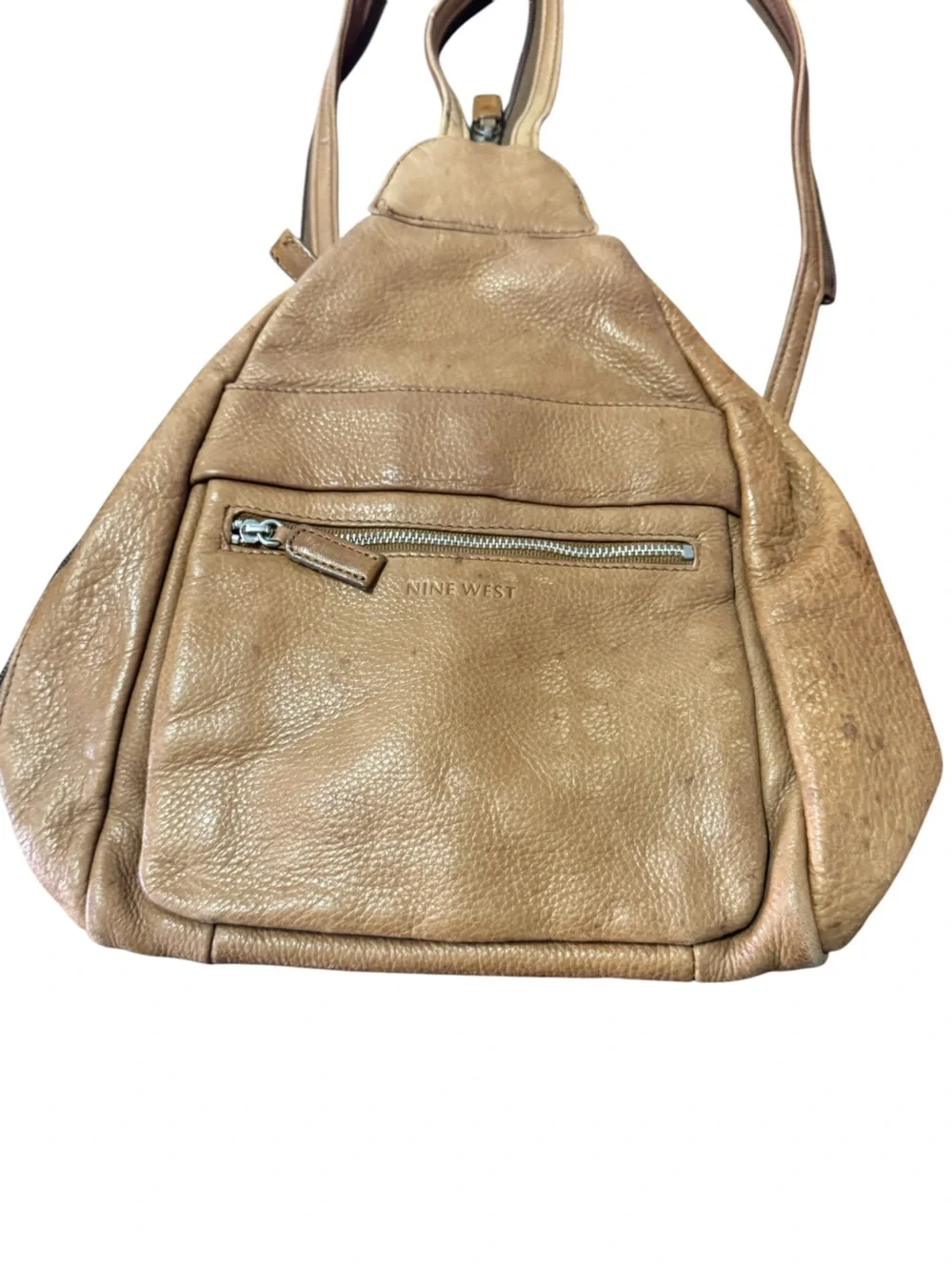 Vintage Nine West Beige Tan Leather Crossbody Shoulder Bag Backpack Combo